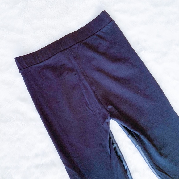 Pierre Mantoux | Faux Leather Leggings Stretch Sexy Lace Inset Black L Ponte - Picture 7 of 10